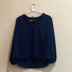 Blue Dotted Long Sleeve Blouse